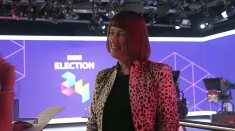 Welsh Liberal Democrat leader Jane Dodds being interviewed