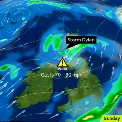 Met Office Storm Dylan