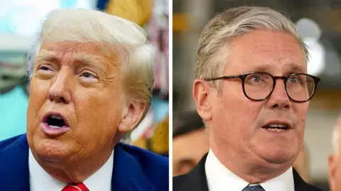 A picture split between Donald Trump and Keir Starmer