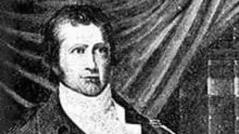 University of Toronto A black and white, head and shoulders drawing of David Thompson. Aged around 40