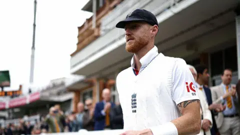 Captain Ben Stokes leads out the England team at Lord's