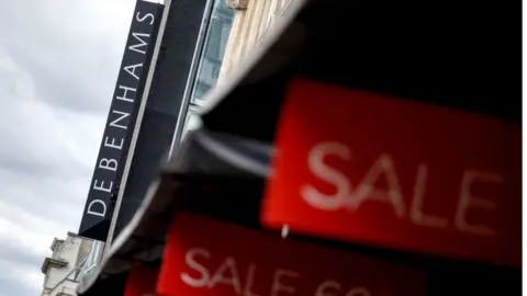 Getty Images Debenhams store with Sale signs outside