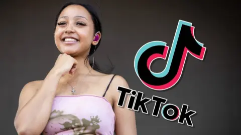 Getty Images PinkPantheress and the TikTok logo