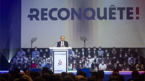 EPA Eric Zemmour speaks at a campaign rally, December 2021