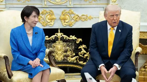 US President Donald Trump and Sanae Takaichi, Japan's prime minister, during a meeting in the Oval Office of the White House in Washington, DC, US, on Thursday, 19 March, 2026.
