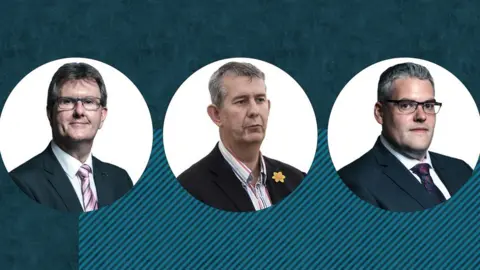 EPA Sir Jeffrey Donaldson, Edwin Poots and Gavin Robinson