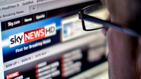 Alamy A stock image of a man looking at the Sky News website