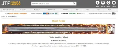 JTF The recall notice on the JTF website