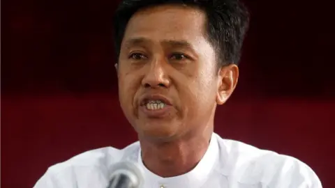 Reuters Kyaw Min Yu, one of the leaders of the 88 Generation Students Group, talks to reporters during the group's press conference in Yangon, Myanmar January 21, 2012.