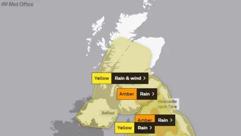 Met Offfice Weather warnings for Saturday