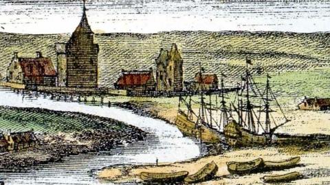 Illustration of Inverness harbour in 1695