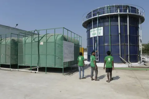 Getty Images A biogas plant installed at a vegetable market yard in Hyderabad