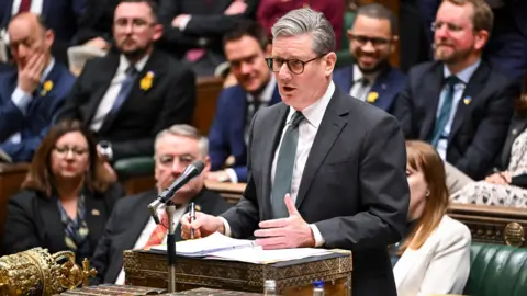 House of Commons Sir Keir Starmer speaking from the dispatch box during Prime Minister's Questions