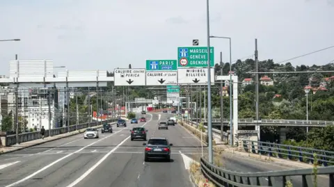 Ring road at the exit of Lyons metropolitan area in Villeurbanne France on August 2 2024.