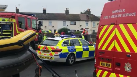 Emergency services at the scene of the crash