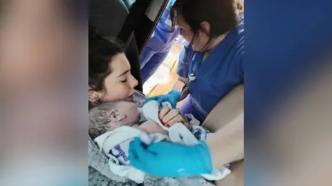 Kim Griffiths Freya and her new born son Rome