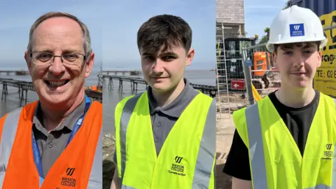 BBC A montage image of three people. One is an older man wearing glasses and an orange high-viz jacket. The other two are older teenage boys, both wearing yellow high-viz jackets. One also has a white hard hat on.