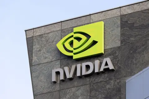 Nvidia's logo displayed at their headquarters in Santa Clara, California. 
