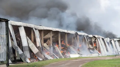Nottinghamshire Fire and Rescue Service Fire at an industrial unit on Forest Lane, in Walesby, Nottinghamshire