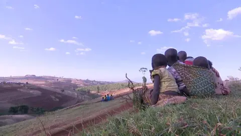 Children on a hill in Sebei, Uganda