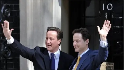 PA David Cameron and Nick Clegg