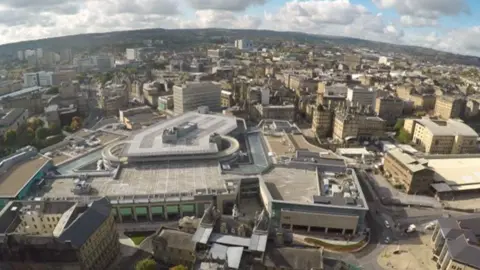 An aerial view of the Broadway shopping centre