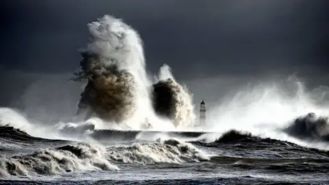 PA Media High seas at Seaham Harbour, County Durham