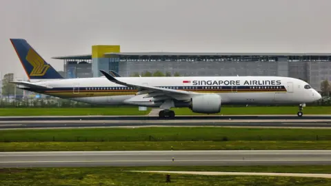 Getty Images Singapore Airlines Airbus A350-941 airplane at Amsterdam Airport Schiphol in Amsterdam, Netherlands.