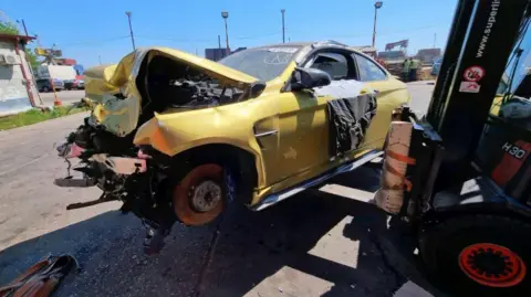 A car was severely damaged in Georgia.