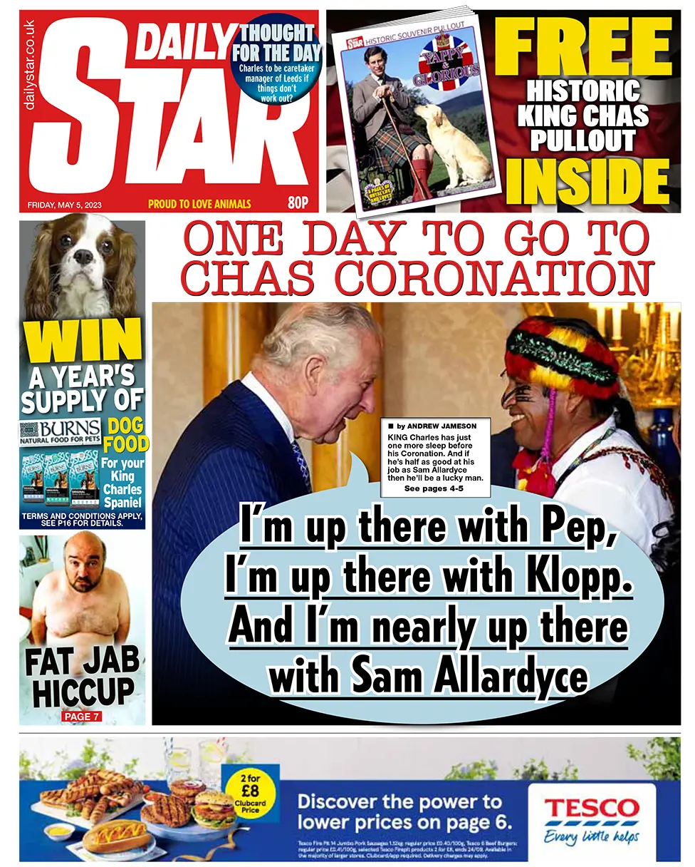 The headline in the Star reads: "One day to go to Chas Coronation"
