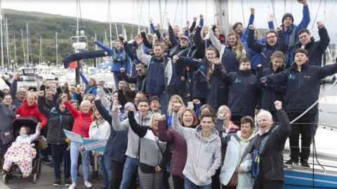 Ellen MacArthur Cancer Trust Participants and supporters at the end of the challenge