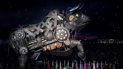 PA Media The bull at the Commonwealth Games opening ceremony