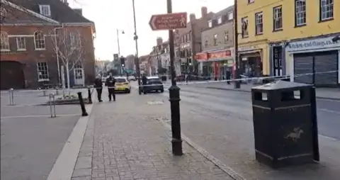 Neil Mackay Scren grab from video showing part of road cordoned off