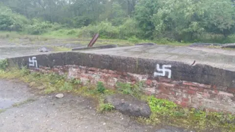 Lincolnshire Police Swastikas were also sprayed on other areas of the site