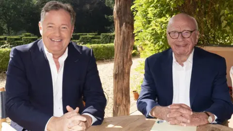 Paul Edwards/The Sun//News UK Piers Morgan and Rupert Murdoch