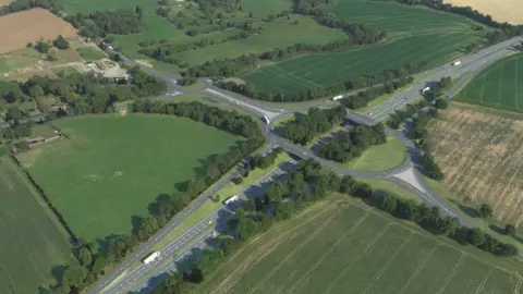 Warwickshire County Council CGI of completed Stoneleigh junction scheme