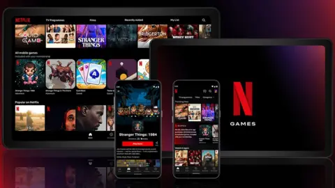 Netflix A composite showing how Netflix games will appear in-app