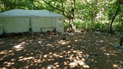 Merseyside Police Litter at site of 'illegal rave'