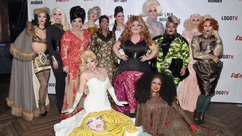 Getty Images Trixie Mattel (centre) appeared on season seven of RuPaul's Drag Race