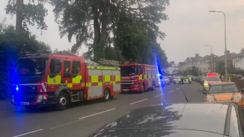 BBC Police and fire presence outside of Roath lake