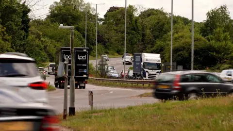 Martin Giles/BBC A section of the A12 showing cars and lorries in motion.