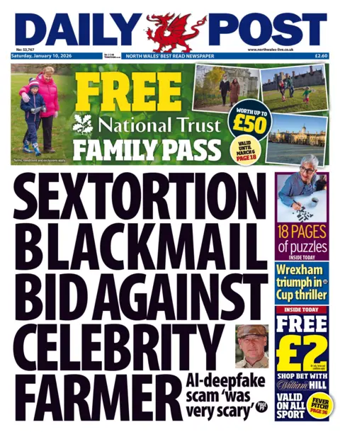 Daily Post Daily Post front page. Headline is: "Sextortion blackmail against celebrity farmer"