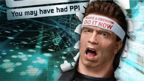 FCA PPI compensation advert with the head of Arnold Schwarzenegger and telling people to make a decision