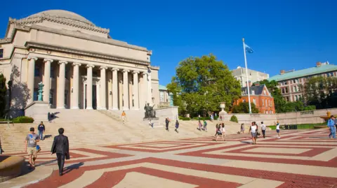 The plaza in front of Low Memorial Hall, Columbia University in upper Manhattan is shown