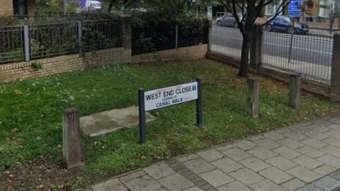 Google A general view of a street sign that reads: West End Close.