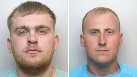 BBC Nevin Matthewman (left) and Nathan Palmer were both convicted for their involvement in the riots outside a Holiday Inn in Rotherham.