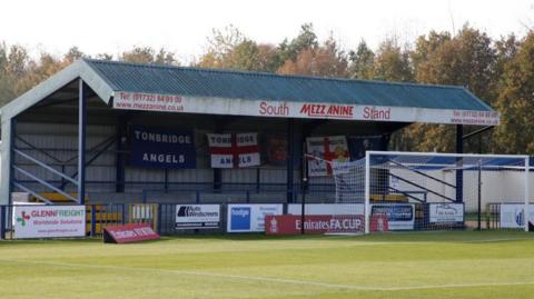 A stand at the Longmead Stadium, home of Tonbridge Angels