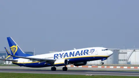 A Boeing 737-8AS (B-LRV) from Ryanair takes off on March 21, 2026.
