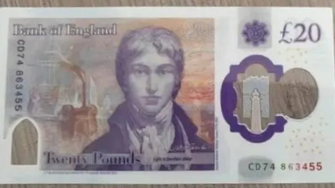 Derbyshire Police A counterfeit £20 note