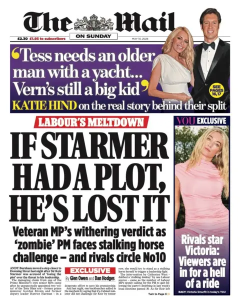 "If Starmer had a plot, he's lost it" reads the headline on the front page of the Mail.
